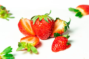 Fresh Organic Delicious Strawberries Elegantly Placed Ready To Eat or use for an Ad