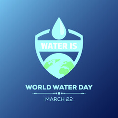 World water day illustration with nature and water drop Free Vector.
