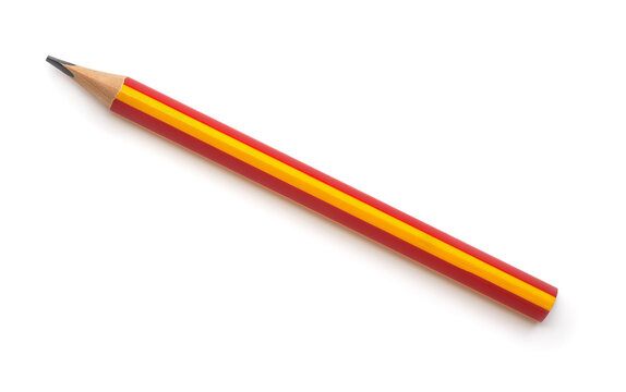 Top view of single red graphite pencil