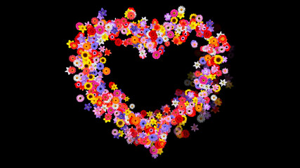 Colorful Sparkling Flowers 3D illustration.