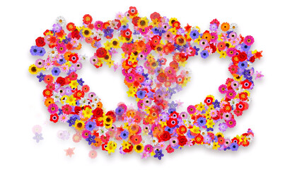 Colorful Sparkling Flowers 3D illustration.