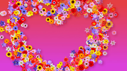 Colorful Sparkling Flowers 3D illustration.