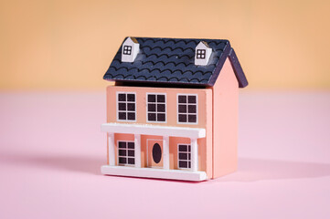 A miniature house from a dollhouse