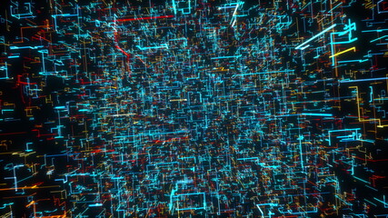 Corner lines, computer generated. 3d rendering abstract digital backdrop