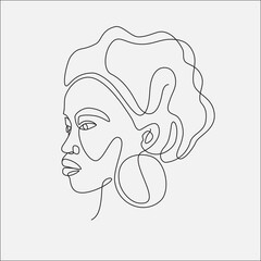 Woman minimal hand-drawn illustration. One-Line style drawing. 