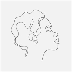 Woman minimal hand-drawn illustration. One-Line style drawing. 