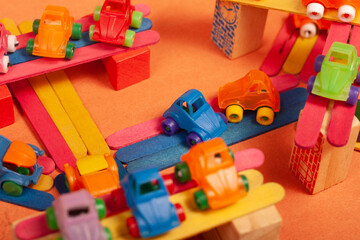 colorful city toys cars and planes