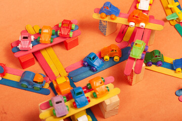Obraz premium colorful city toys cars and planes