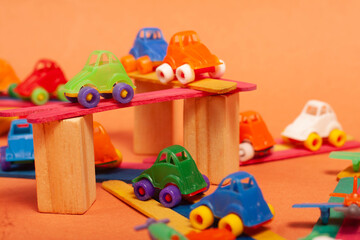 Obraz premium colorful city toys cars and planes