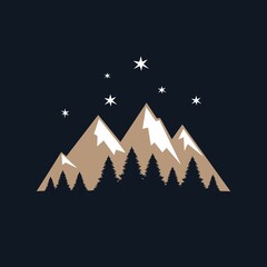 Obraz premium Silhouette of mountains and trees
