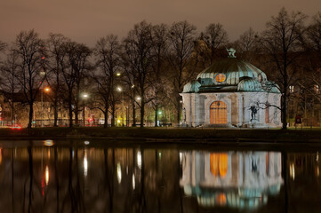 Beautiful architecture house in munich at a lake