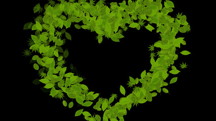 Colorful Sparkling Green Leaves 3D illustration.