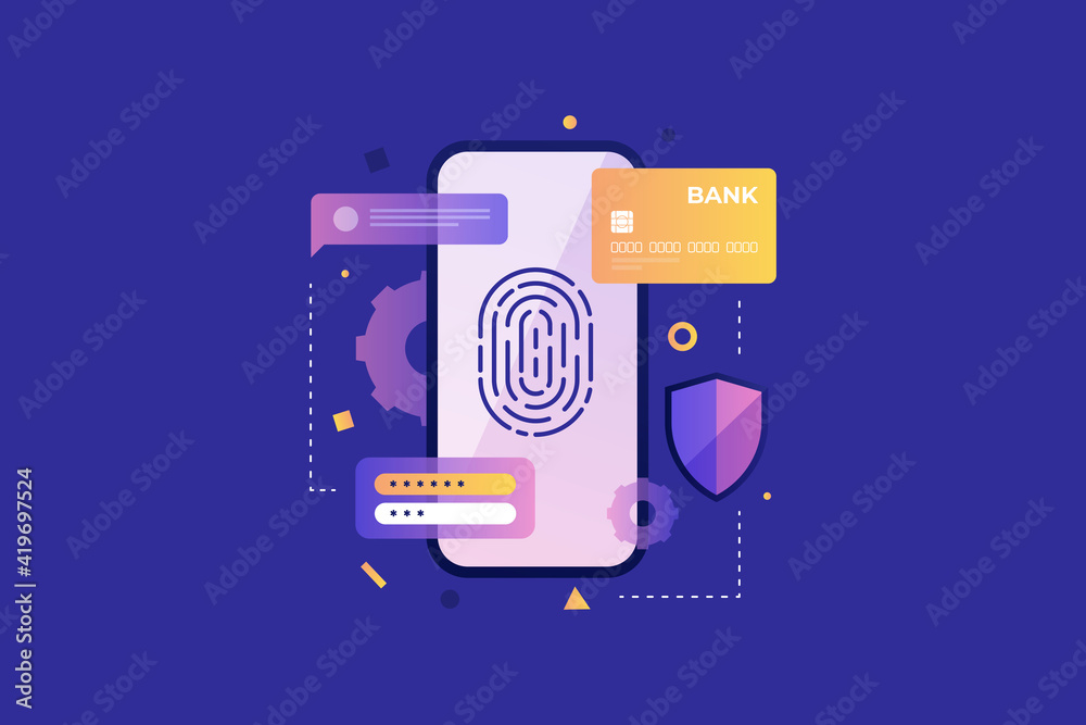Poster the smartphone screen and personal data are closed from public use. access to personal virtual infor