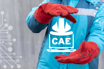 Concept of CAE Computer Aided Engineering Software System. Engineer Cad Industry Technology.