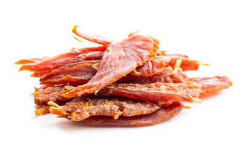 Dried chicken meat. Tasty jerky meat.