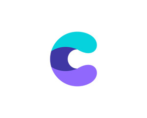 A letter C from abstract multicolors shapes. Application icon logotype design template. Vector icon logo design.