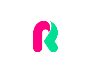 A letter R from abstract multicolors shapes. Application icon logotype design template. Vector icon logo design.