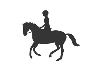 Cute cartoon horse and rider. Hand drawn doodle vector silhouette
