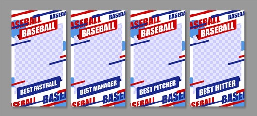Baseball card with best player object in fram concept, vector illustration.