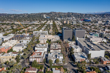 Hollywood and Beverly Hills City Aerial View 