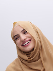 Portrait of young muslim woman wearing hijab