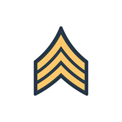 SGT sergeant enlisted military rank stripe isolated icon. Vector United States armed forces army chevron, insignia of soldier staff. Uniform service rank chart emblem, Chevron US military sign - obrazy, fototapety, plakaty