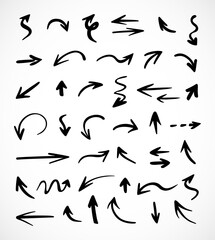 Vector set of hand-drawn arrows, elements for presentation