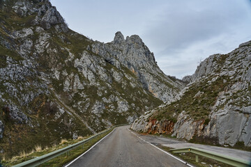 Mointains in Picos de Europa in winter 2020