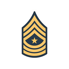 SGM sergeant major insignia of US army isolated icon. Vector senior non-commissioned rank, appointment officer in armed forces, police enlisted military rank stripe. United States armed forces chevron - obrazy, fototapety, plakaty