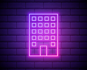 building icon. Elements of Bulding Landmarks in neon style icons. Simple icon for websites, web design, mobile app, info graphics isolated on brick wall