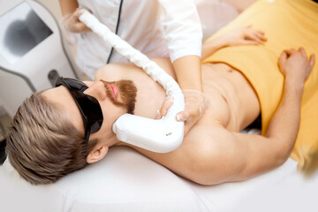 Procedure epilation hair for man face laser mustache and beard