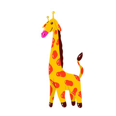 Cute big giraffe. Wild life of animal. Vector isolated illustration.
