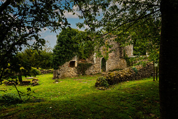 Remains of St Mary's Church in Little Chart near Ashford, Kent. The church was bombed during WW2