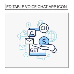 Chat invite buy line icon. Shares purchase.Communication application with friends.Invitation link. Invite message. Voice communicate concept. Isolated vector illustration. Editable stroke