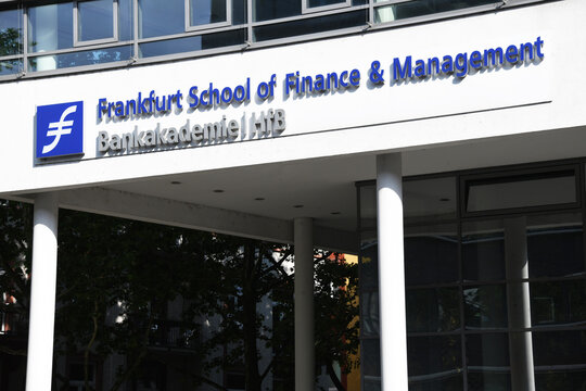 Frankfurt, Hesse / Germany - May 16, 2018:  Frankfurt School of Finance & Management is a private, non-profit business school in Frankfurt, Germany