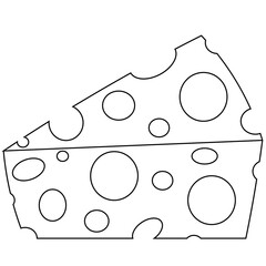 Single element piece of Cheese. Draw illustration black and white