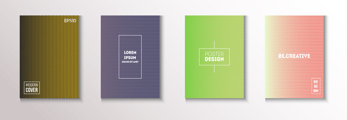 Wavy Minimal Cover Vector Set. 80s Neon Music Poster. Cool