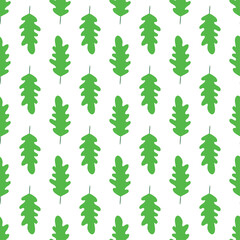 Seamless pattern with green oak leaves. Minimalists style background.