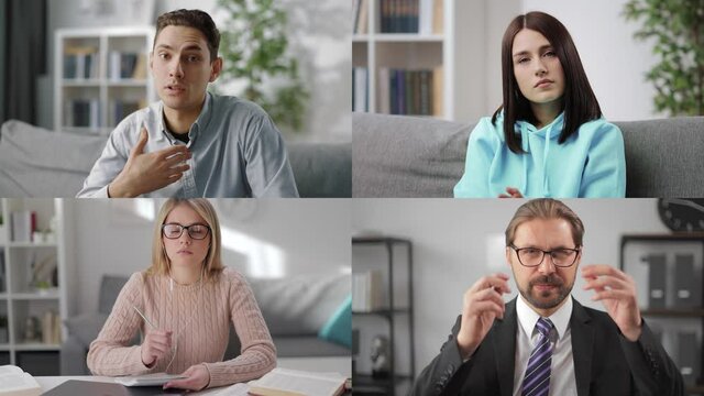 Videochat multiscreen concept, conversation using technology