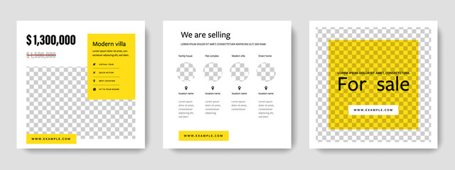 Editable social media layouts for real estate agency, house for sale templates for instagram and facebook