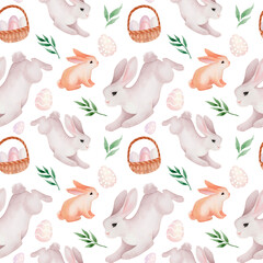 seamless pattern with Easter rabbits