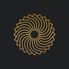 Golden linear floral ornament vector