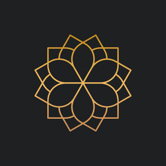 Golden linear floral ornament vector