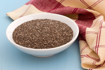 Chia seeds on a white dish
