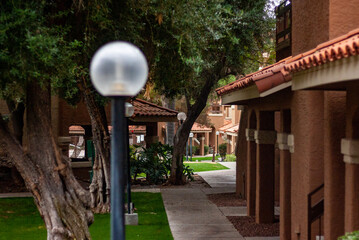 street lamp in front of a house