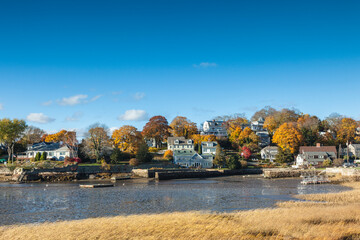 Fototapeta na wymiar USA, Massachusetts, Cape Ann, Gloucester. Annisquam Harbor during autumn.