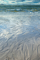 USA, Massachusetts, Cape Ann, Gloucester. Patterns in wet beach sand