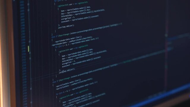 Programming. Program code. Camera angle monitor