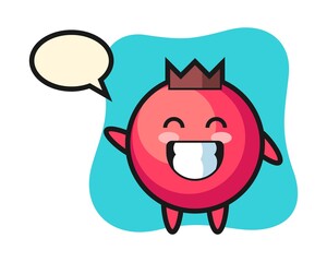 Cranberry cartoon character doing wave hand gesture