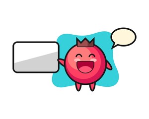 Cranberry cartoon illustration doing a presentation
